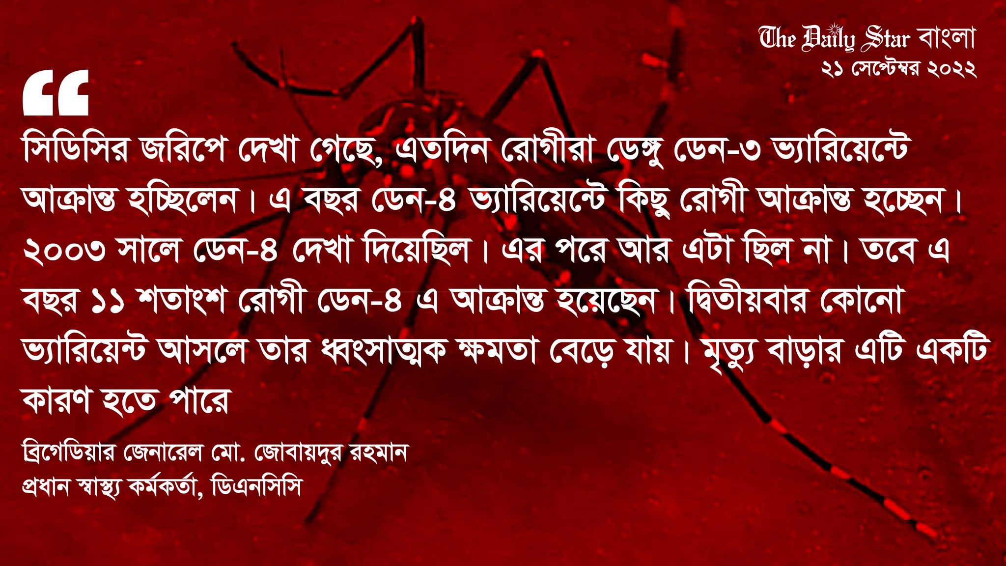 ডেঙ্গু: নতুন করে পুরোনো ভ্যারিয়েন্ট, বাড়তে পারে রোগী ও মৃত্যুর ঝুঁকি
