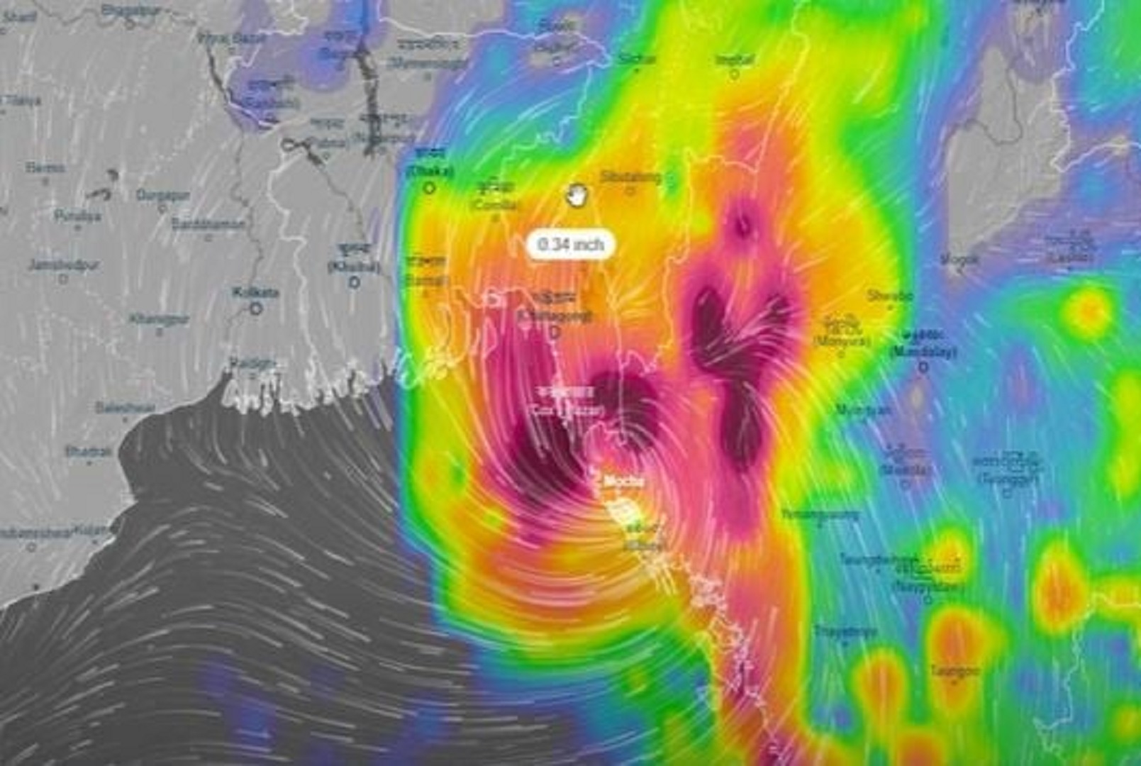 মিয়ানমার উপকূলে সাইক্লোন মোখার আঘাত