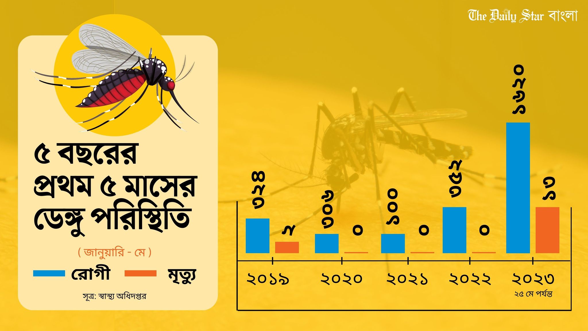 গত বছরের তুলনায় প্রথম ৫ মাসে ডেঙ্গু রোগী বেড়েছে ৩৬০ শতাংশ
