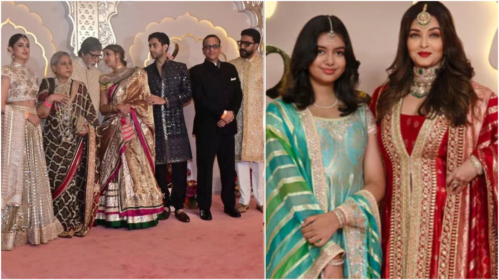 আম্বানির বিয়েতে এক ফ্রেমে বচ্চন পরিবার, মেয়েকে নিয়ে আলাদা এলেন ঐশ্বরিয়া