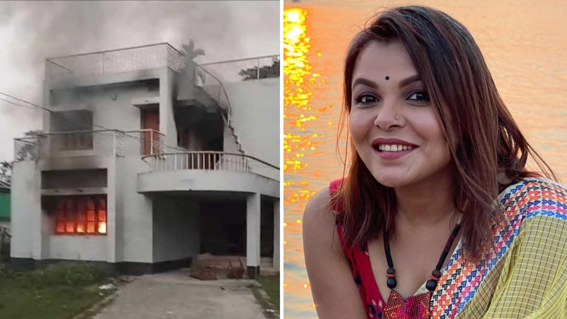 মেহের আফরোজ শাওনের গ্রামের বাড়িতে অগ্নিসংযোগ