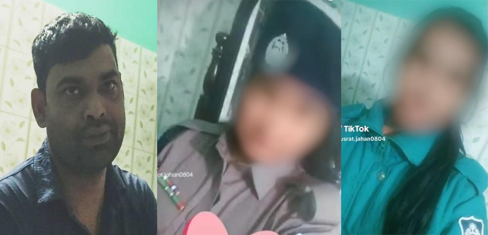 স্বামীর ইউনিফর্ম পরে স্ত্রীর টিকটক, কনস্টেবল প্রত্যাহার