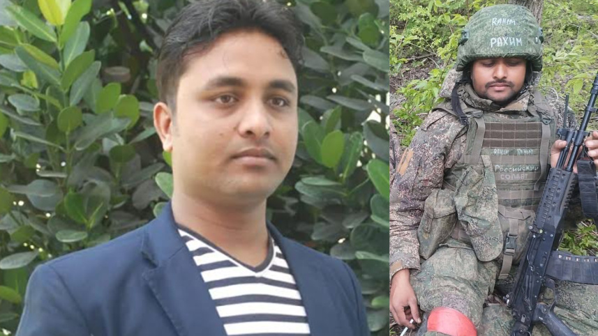 রাশিয়ার পক্ষে সামরিক পোশাকে আব্দুর রহিম। ছবি: সংগৃহীত