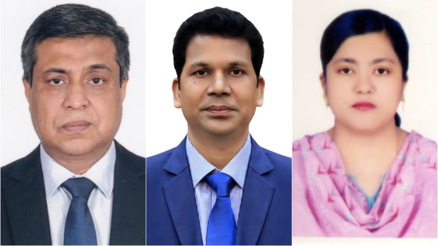 বাঁ দিক থেকে—মনিরুজ্জামান মিঞা, রেজা হাসান ও রোজী আক্তার। ছবি: সংগৃহীত