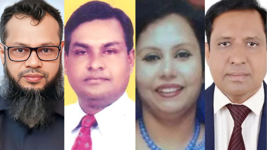 বাঁ দিক থেকে—অধ্যাপক ড. এস এম হেমায়েত জাহান, মোহাম্মদ ছবিরুল ইসলাম হাওলাদার, অধ্যাপক তাহমিনা আখতার ও অধ্যাপক মোহাম্মদ হানিফ। ছবি: সংগৃহীত  