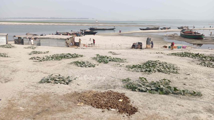 ব্রহ্মপুত্রে হাঁটু পানি