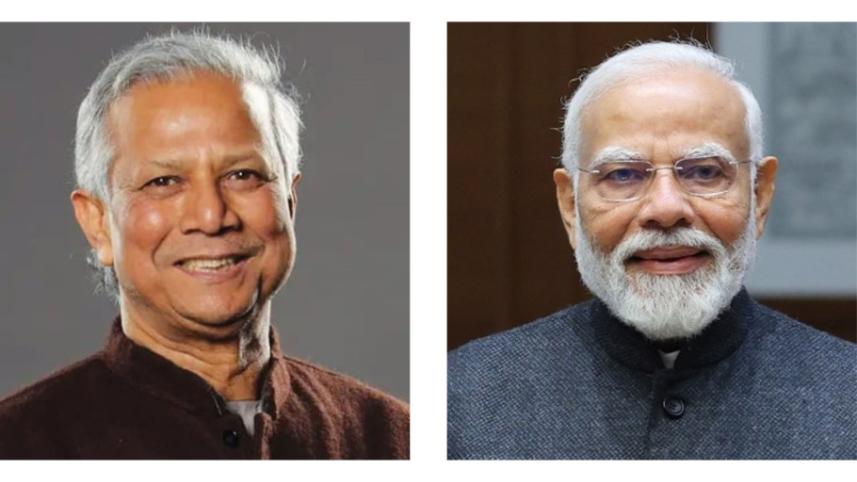 ড. ইউনুস (ডানে) ও নরেন্দ্র মোদি (বাঁয়ে)। কোলাজ ছবি: সংগৃহীত