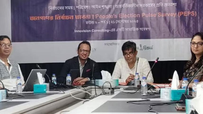 ইনোভিশন কনসালটিংয়ের জরিপ প্রতিবেদন প্রকাশ অনুষ্ঠানে অতিথিরা। ছবি: সংগৃহীত