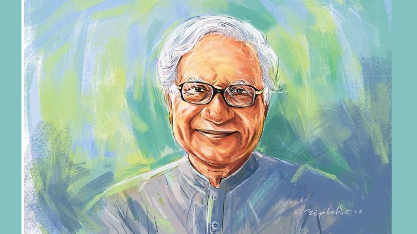 ঢাকা বিশ্ববিদ্যালয়ের ইমেরিটাস অধ্যাপক সিরাজুল ইসলাম চৌধুরী। ইলাসট্রেশন: বিপ্লব চক্রবর্তী
