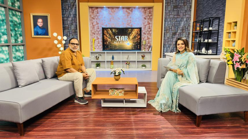 খলনায়ক মিশা সওদাগরের সঙ্গে উপস্থাপিকা। ছবি: সংগৃহীত