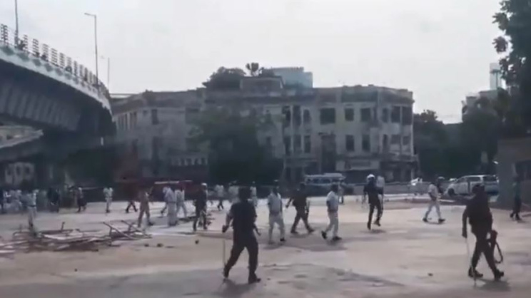 কলকাতার পার্ক স্ট্রিটে বিক্ষোভ। ছবি: স্টেটসম্যান