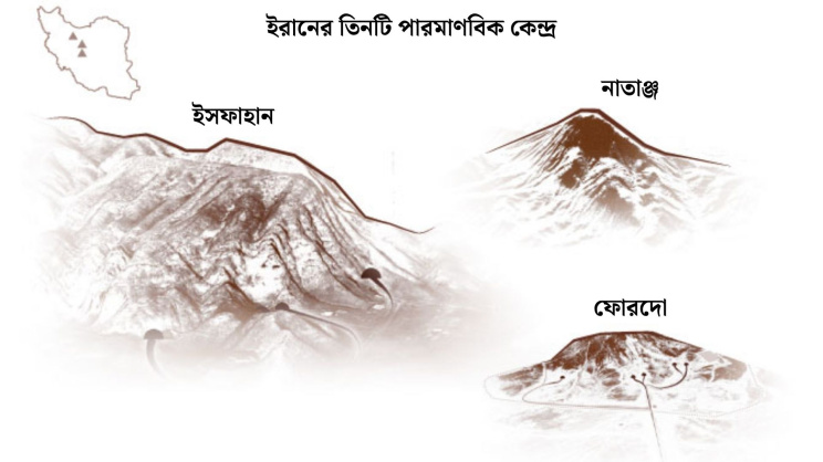 ইরানের তিনটি পারমাণবিক কেন্দ্র। ছবি: সংগৃহীত