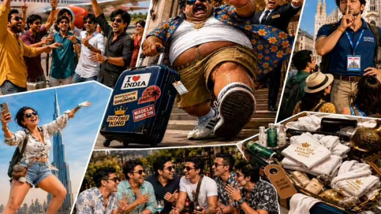 ভারতীয় পর্যটকদের ব্যঙ্গ করে বানানো এআই চিত্র। ছবি: ভারতের গণমাধ্যম থেকে সংগৃহীত