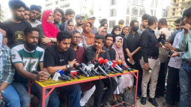 সংবাদ সম্মেলনে বক্তব্য দেন এনসিপির মহানগর শাখার সদস্য সচিব আরিফ মঈনুদ্দীন। ছবি: স্টার
