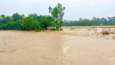 বন্যার পানিতে প্লাবিত হয়েছে ২০টিরও বেশি গ্রাম। ছবি: স্টার