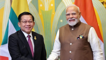 মিয়ানমারের প্রেসিডেন্ট মিন অং হ্লাইং ও ভারতের প্রধানমন্ত্রী নরেন্দ্র মোদি। ফাইল ছবি: সংগৃহীত