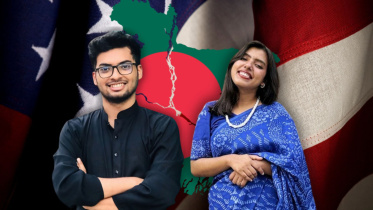 যুক্তরাষ্ট্রের ইউনিভার্সিটি অব সাউথ ফ্লোরিডার দুই বাংলাদেশী শিক্ষার্থী লিমন ও বৃষ্টি। ছবি: স্টার অনলাইন গ্রাফিক্স
