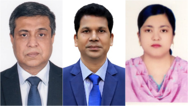বাঁ দিক থেকে—মনিরুজ্জামান মিঞা, রেজা হাসান ও রোজী আক্তার। ছবি: সংগৃহীত