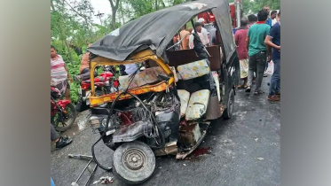 ট্রাকচাপায় দুমড়ে-মুচড়ে যায় মাহিন্দ্রাটি। ছবি: সংগৃহীত